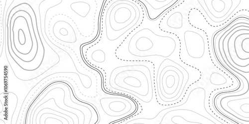 Topographic map background concept. Topo contour map. Rendering abstract illustration. Vector abstract illustration.  Modern design with White background with topographic wavy pattern