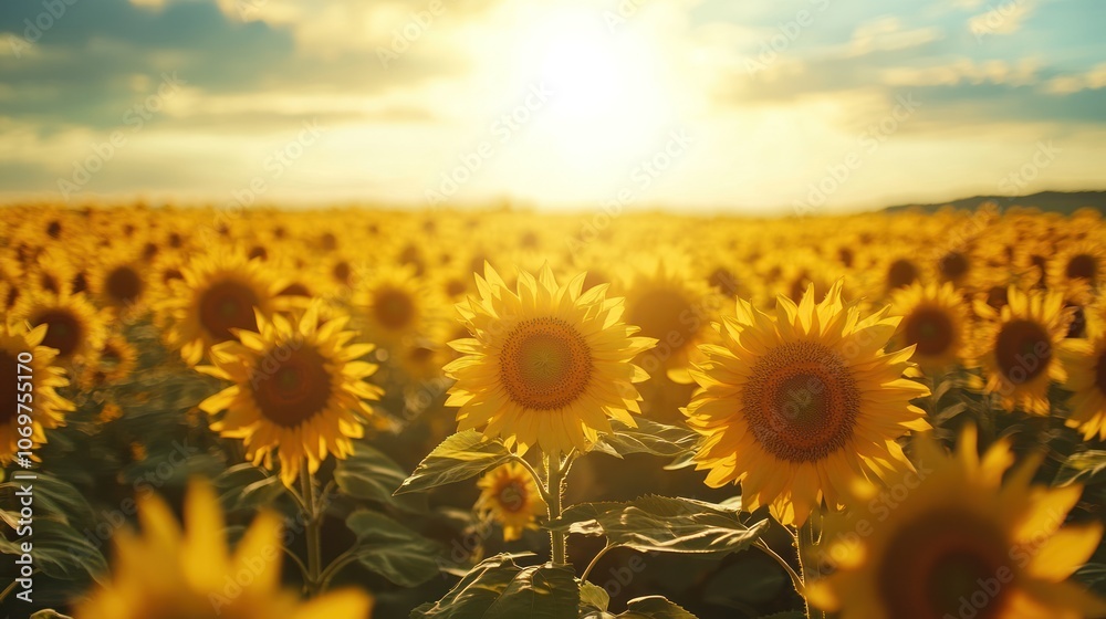 Fototapeta premium Golden Sunflowers Field