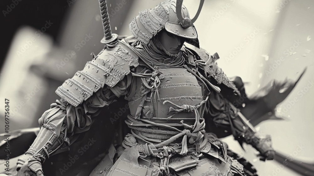 Warrior in Traditional Armor with Sword and Shield Warrior in Traditional Armor with Sword and Shield
