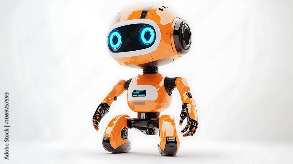 Cute White Robot with Blue Eyes Cute White Robot with Blue Eyes