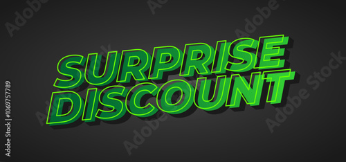 Surprise discount. Text effect in 3D look for banner or website header