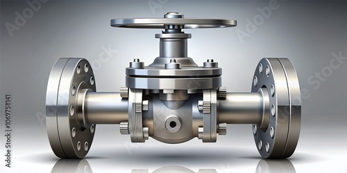 High-Quality Gray Industrial Valve Vector Design for Engineering and Manufacturing Projects, Ideal for Technical Illustrations, Product Catalogs, and Industrial Websites