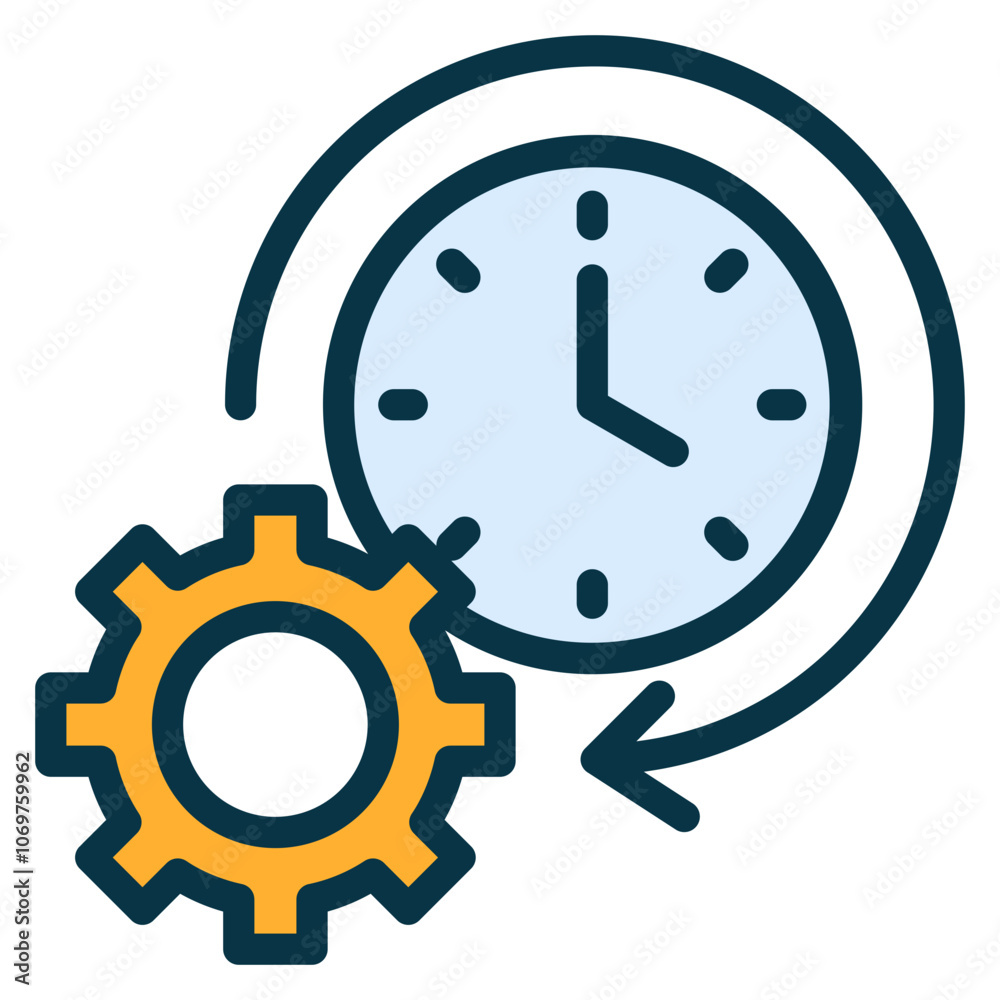 Time Efficiency Outline Color Icon Time Efficiency Outline Color Icon