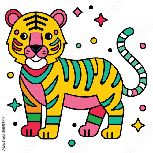  tiger colorful illustration 