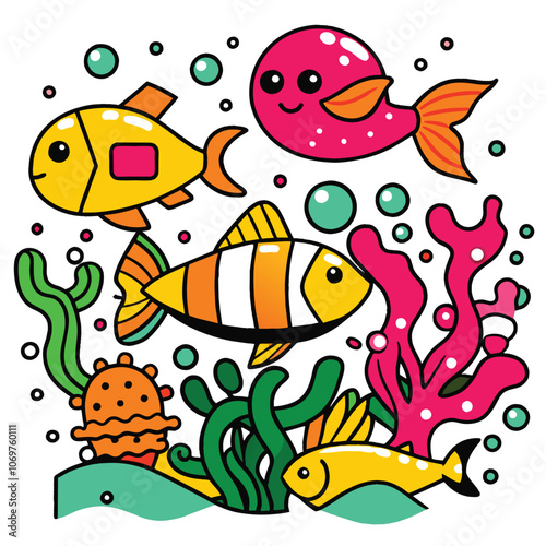  sea life colorful illustration 