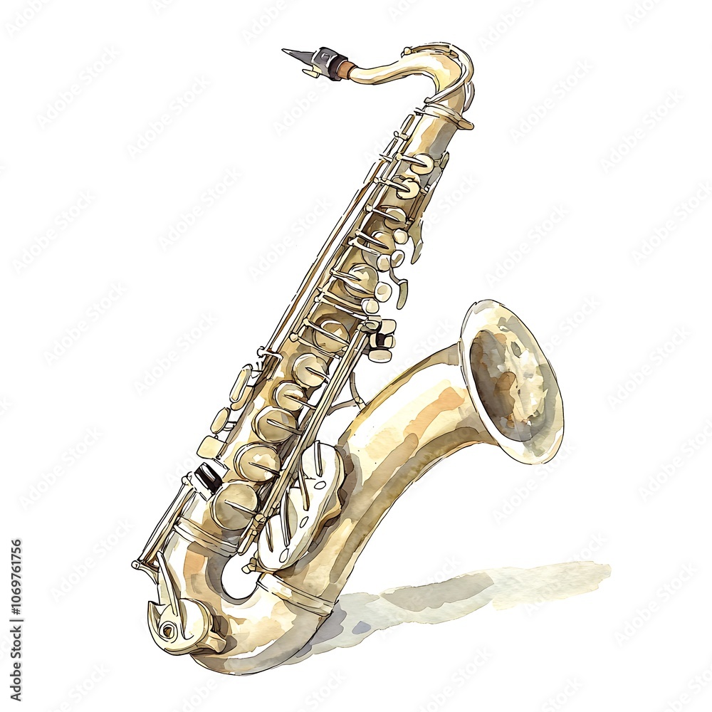 Fototapeta premium Watercolor Illustration of a Saxophone.