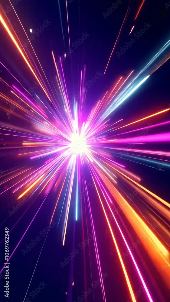 Bright colorful light burst with glowing streaks, energetic explosion effect. Abstract art and futuristic concept Bright colorful light burst with glowing streaks, energetic explosion effect. Abstract art and futuristic concept