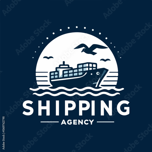 shipping boat logo illustration