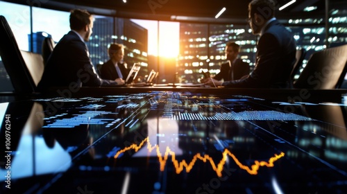 Cfo leads financial analysts in strategic meeting at sunset