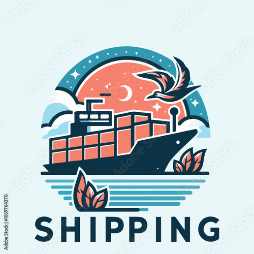 shipping boat logo illustration
