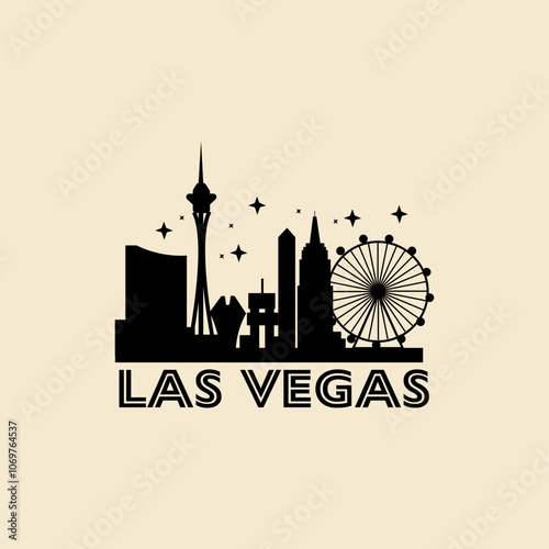 Fun vector design of Las Vegas city silhouette suitable for stickers or prints