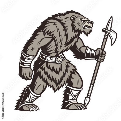 "Savage Beast Warrior with Battle Spear"