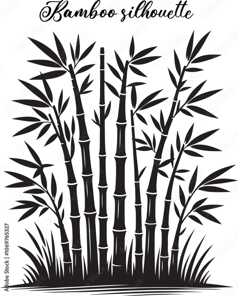 Fototapeta premium Bamboo silhouette vector illustration design