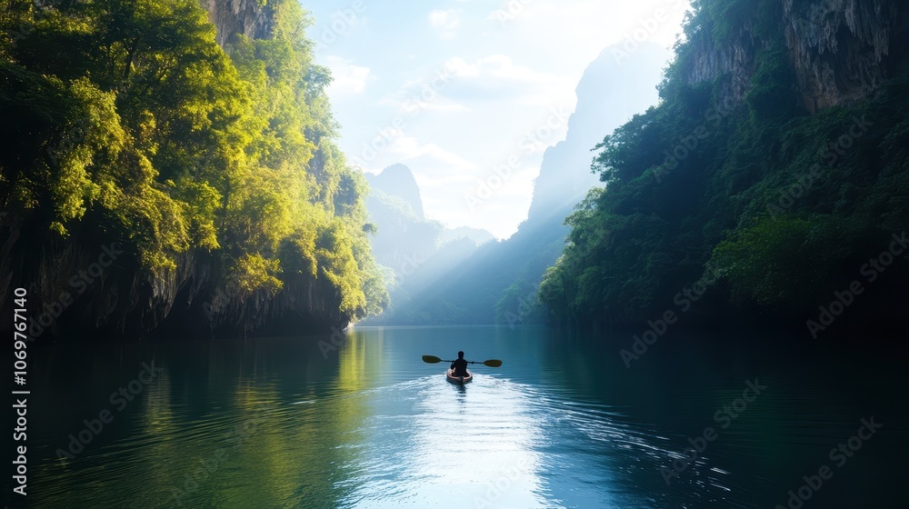 Kayaking Through Serene Mangrove Forest Scenery Kayaking Through Serene Mangrove Forest Scenery