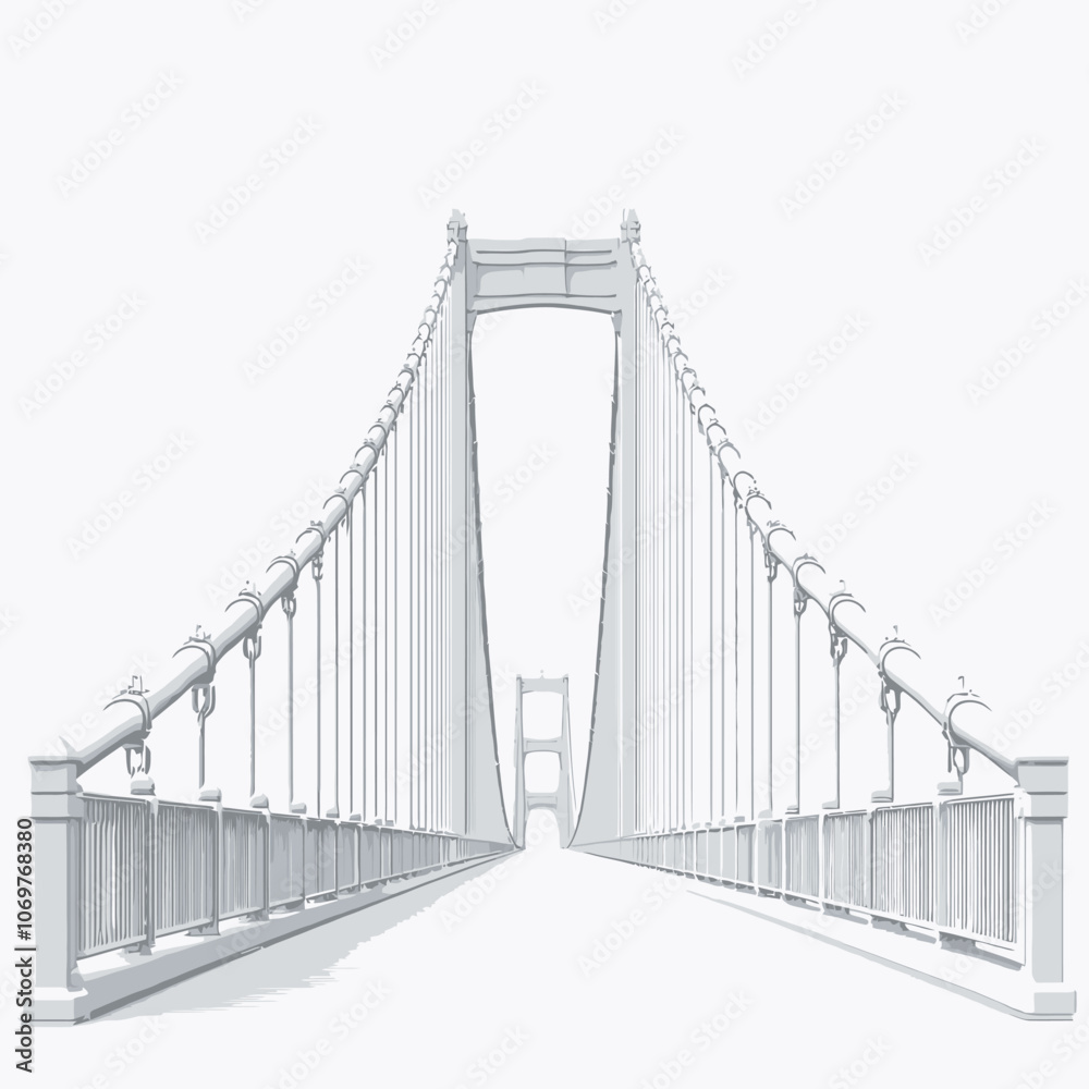 Obraz premium Illustration of a bridge on a white background. 3d rendering 