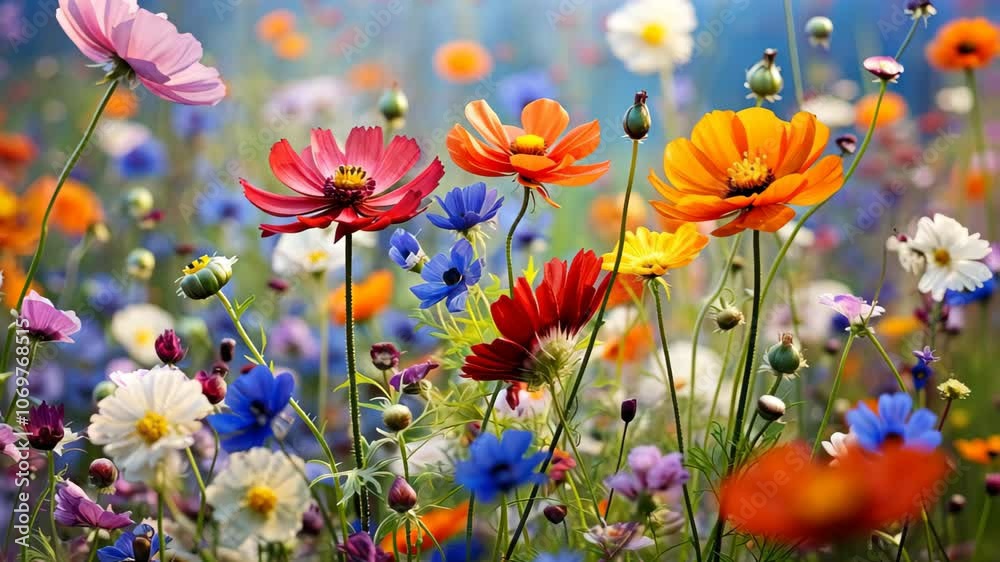 Closed Up of vibrant wild flowers in a Field background. Closed Up of vibrant wild flowers in a Field background.