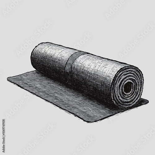 illustration of rolled up yoga mat isolated on a white background