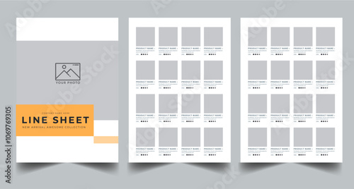  Line Sheet, Product Catalog Design Layout Template With 3 page design concept
