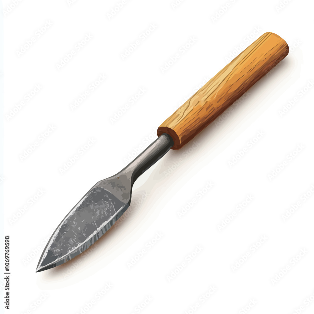 Fototapeta premium Knife with wooden handle isolated on white background. Vector illustration. 
