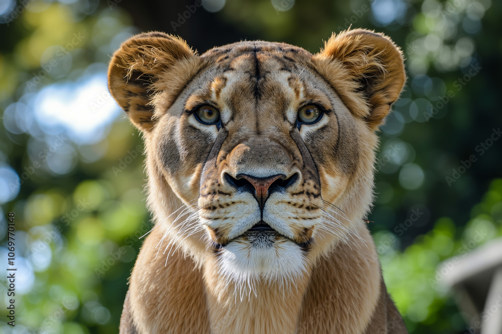 A close up of a lioness staring at the camera A close up of a lioness staring at the camera