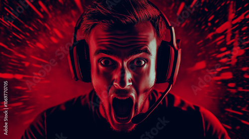 YouTube thumbnail featuring a professional gamer set against a bold red and black background
