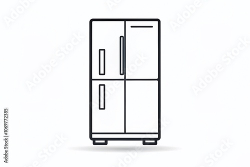 Modern Refrigerator Line Icon with Copy Space for Design, Technology Symbol of Freezer Cold Storage, Editable Stroke Vector Graphics Illustration for Electronic Equipment Projects