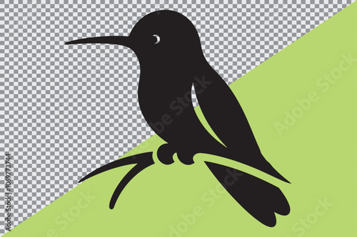 A clean black silhouette of an hummingbird photo