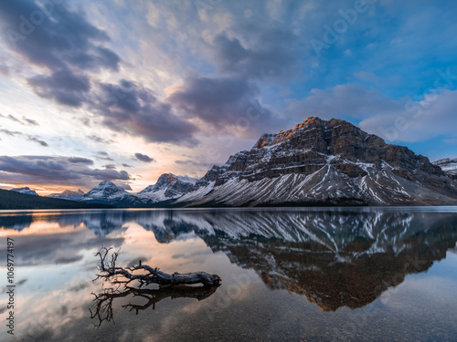 Sunset Sunrise Bow Lake Banff National Park Reflection photo