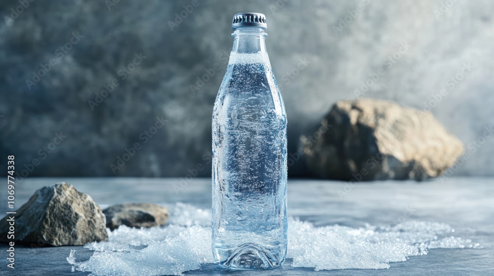 Sparkling Water Bottle on Ice Sparkling Water Bottle on Ice