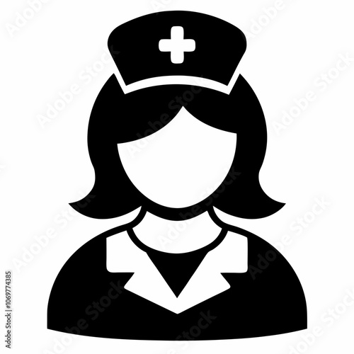 nurse icon vector medical professional silhouette black illustration on a white background