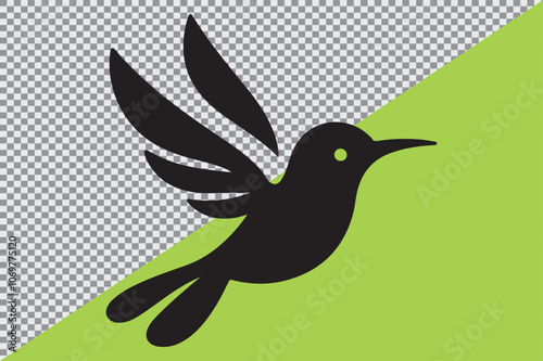 A clean black silhouette of an hummingbird photo