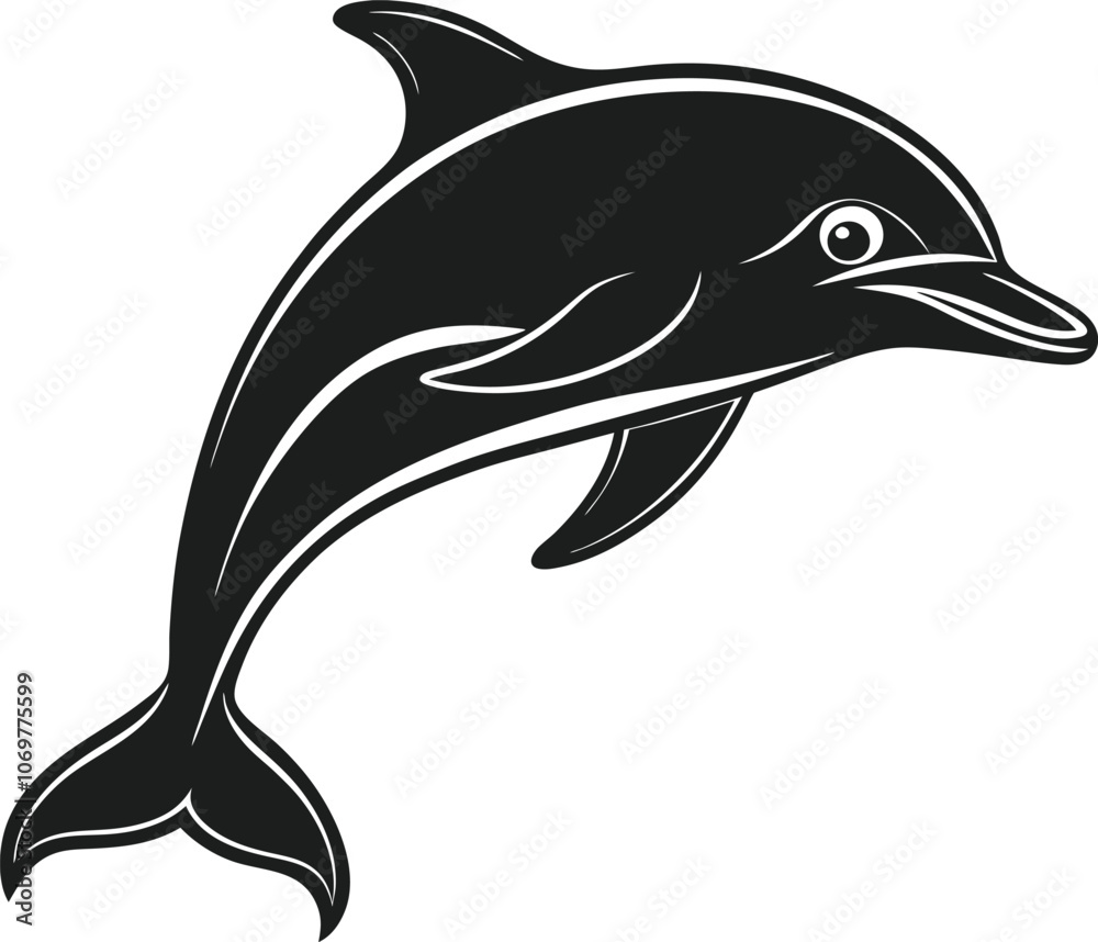 Elegant Dolphin Silhouette Vector Illustration - Marine-Themed Artwork Elegant Dolphin Silhouette Vector Illustration - Marine-Themed Artwork