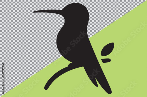 A clean black silhouette of an hummingbird photo