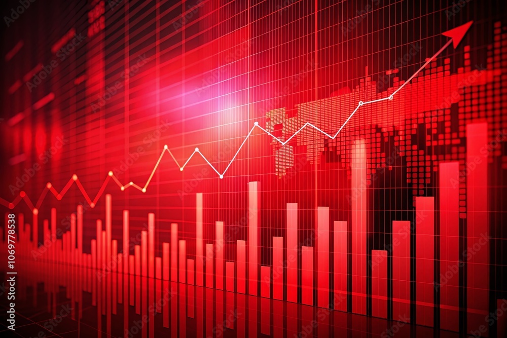Red Financial Graph Silhouette Illustrating Market Trends and Data Analysis for Business Insights in a Modern Financial Environment Red Financial Graph Silhouette Illustrating Market Trends and Data Analysis for Business Insights in a Modern Financial Environment