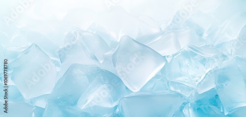 Icy Serenity: A close-up shot of pristine ice cubes, their translucent surfaces reflecting a cool, calming light. Perfect for projects that evoke freshness, purity, or a sense of cool tranquility. 
