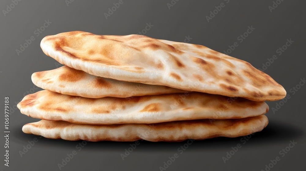 Baked pita bread stacked pile isolated on a transparent background PNG Baked pita bread stacked pile isolated on a transparent background PNG