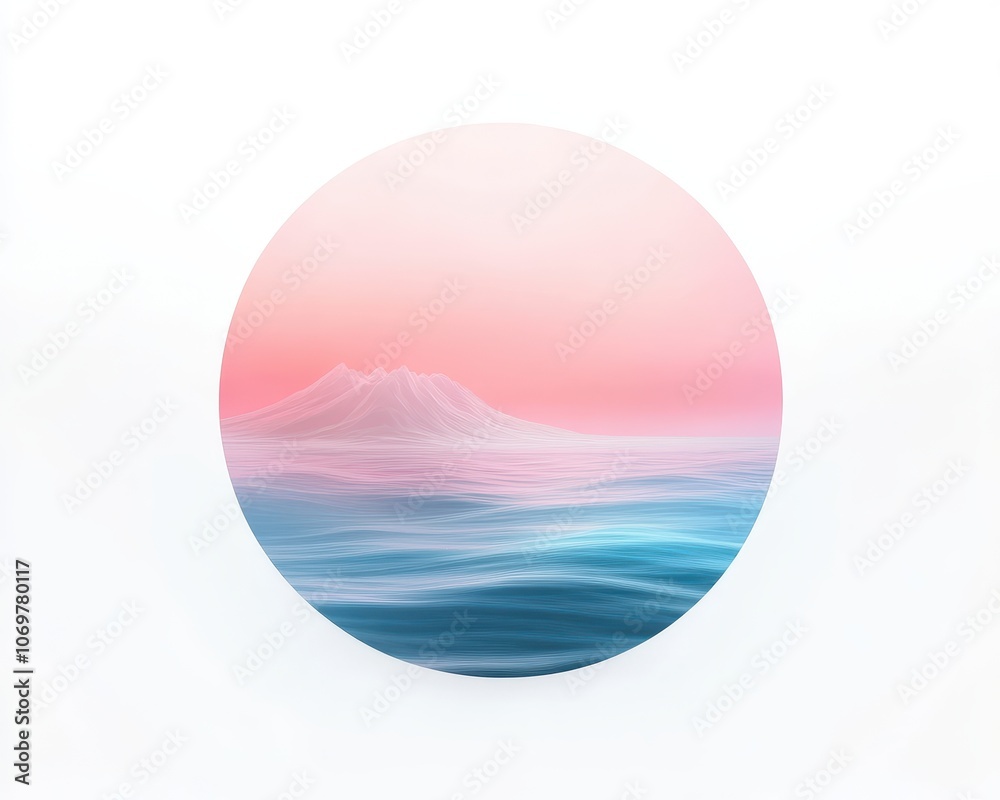 Serene Sunset Seascape: Abstract Circular Painting Serene Sunset Seascape: Abstract Circular Painting
