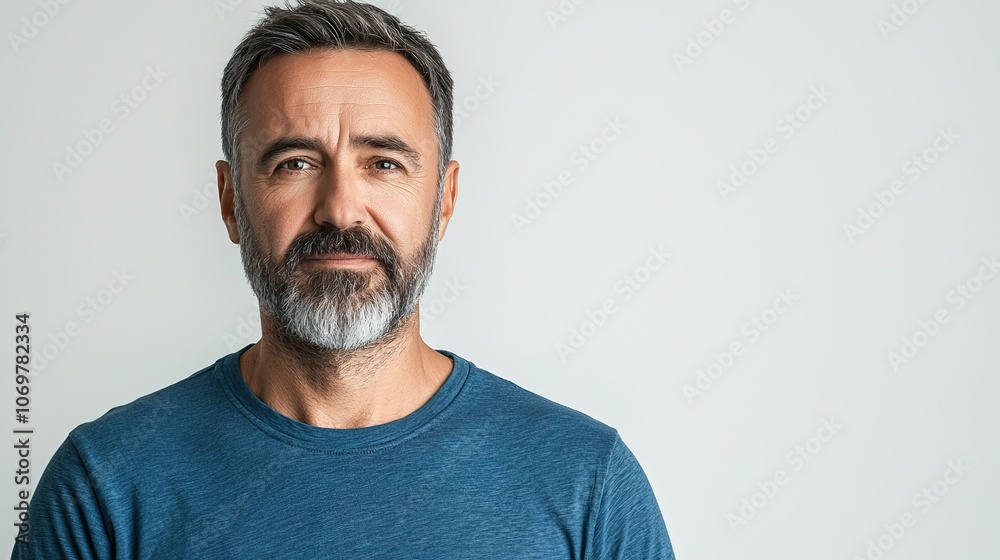 Modern Bearded Man Portrait in Neutral Background Modern Bearded Man Portrait in Neutral Background