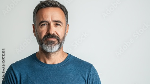 Modern Bearded Man Portrait in Neutral Background