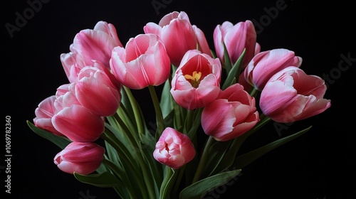 Pink tulip bouquet celebrating spring with floral beauty for Women's Day.