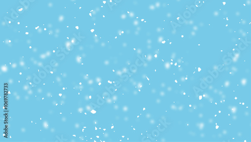 Realistic vector falling snow fall overlay illustration. Snow effects pack. Rusted blue background.