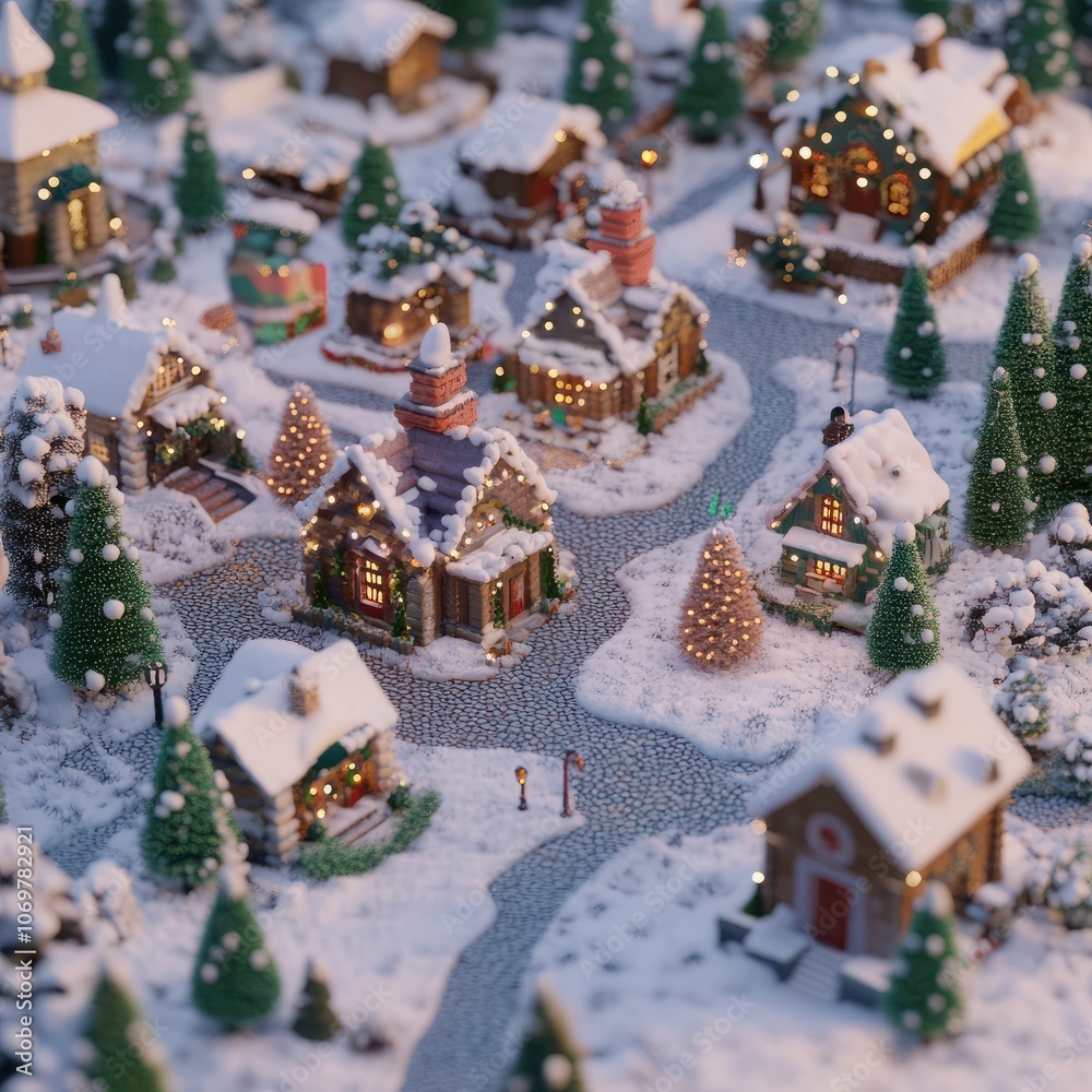 Fototapeta premium Christmas village. Generative AI