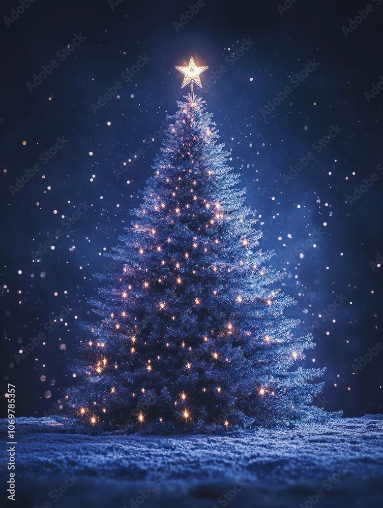 Enchanted Winter Night with Sparkling Christmas Tree Enchanted Winter Night with Sparkling Christmas Tree