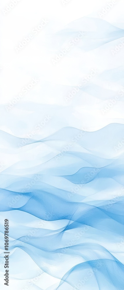 Obraz premium Abstract Blue Smoke Waves: A minimalist, elegant, and calming background featuring soft, blue smoke waves against a white background.