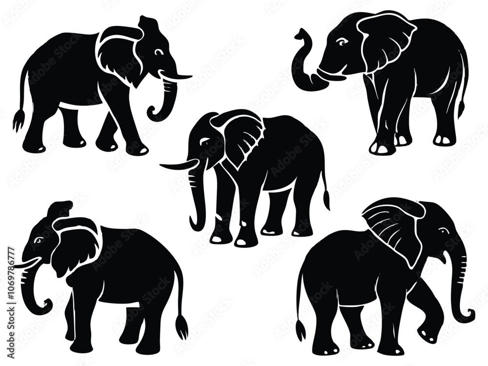Naklejka premium set of elephant silhouette vector illustration