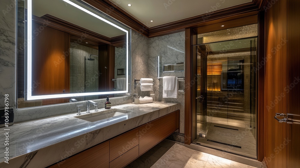 Modern Elegant Bathroom with Stylish Lighting and Design Modern Elegant Bathroom with Stylish Lighting and Design