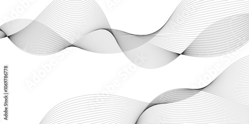 White and gray digital future technology concept wave and curve line background.