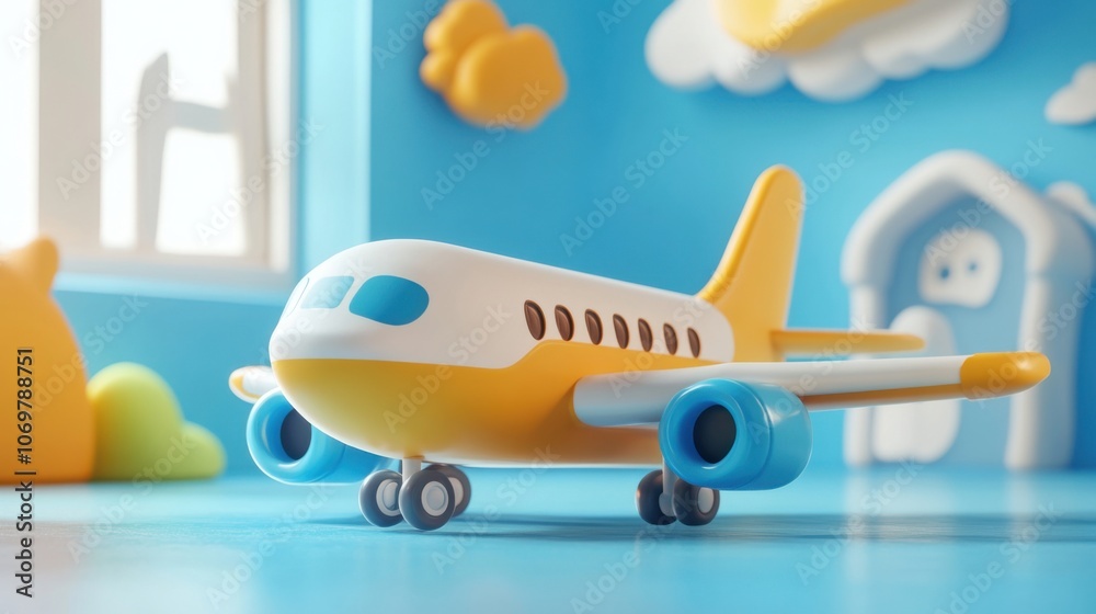 Airplane with cartoon theme 3D style Airplane with cartoon theme 3D style