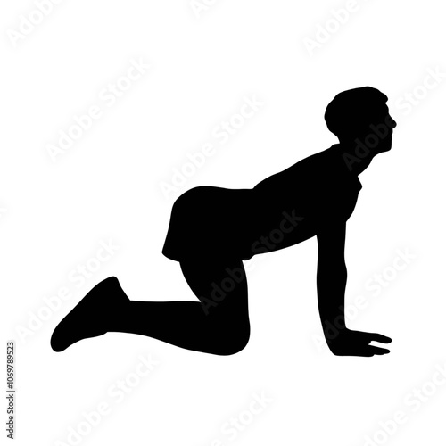 Male doing Yoga silhouettes vector illustration. Yoga poses male.