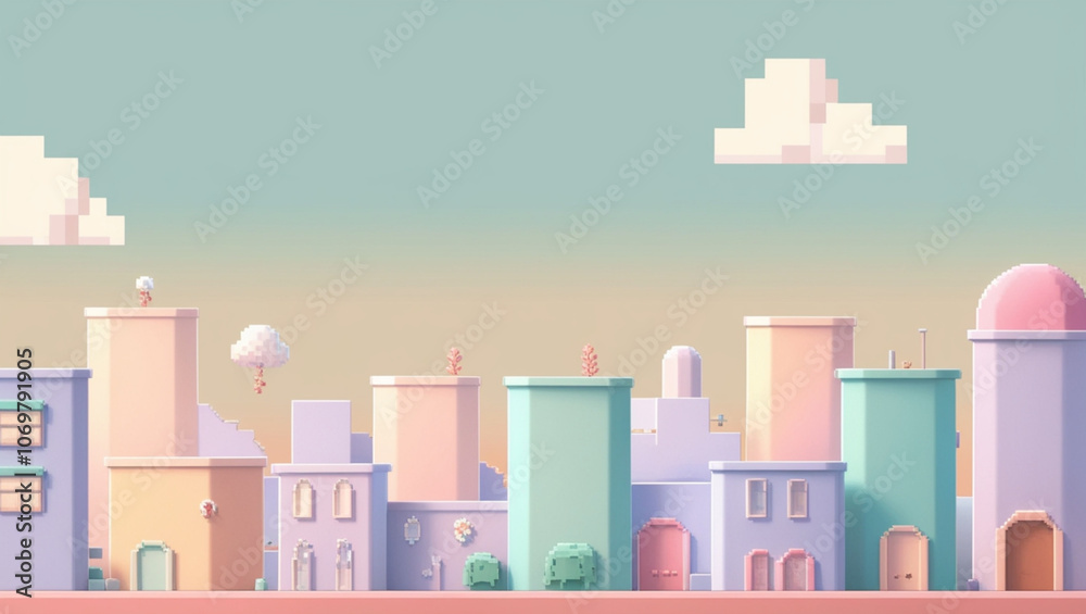 Naklejka premium city landscape with clouds